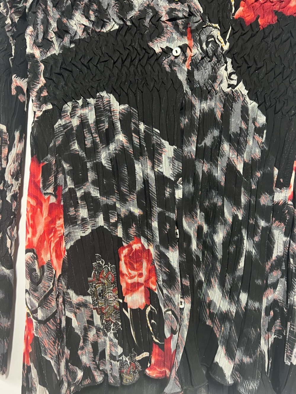 Alberto Makali Black Blouse with Red Floral Print - Picture 5 of 8